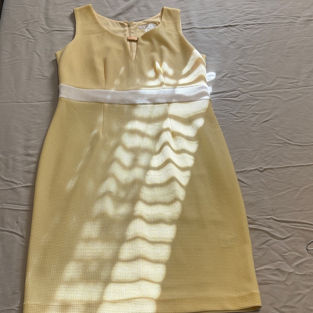 Studio One Yellow Midi Dress with White Waistband